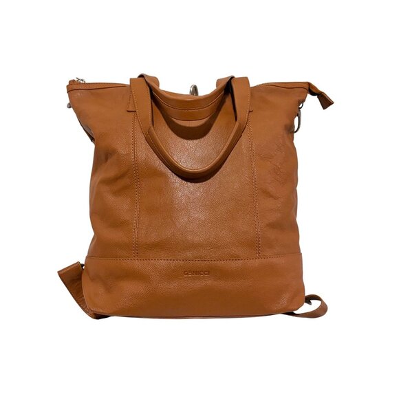 Genicci Leather Backpack Tablet Compartment Adjustable Convertible 100% Leather - Picture 2 of 16